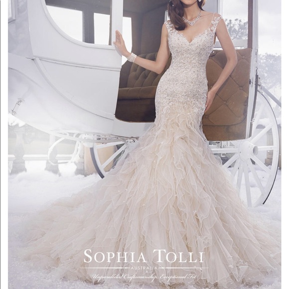 Sophia Tolli Dresses & Skirts - New Sophia Tolli beaded blush/ivory crystal mermaid wedding gown